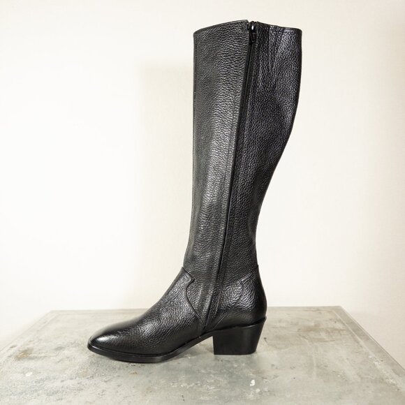 Dorateymur Luxury Tall Riding Boots Pebbled Leather Black 37 US 7 - Picture 3 of 9